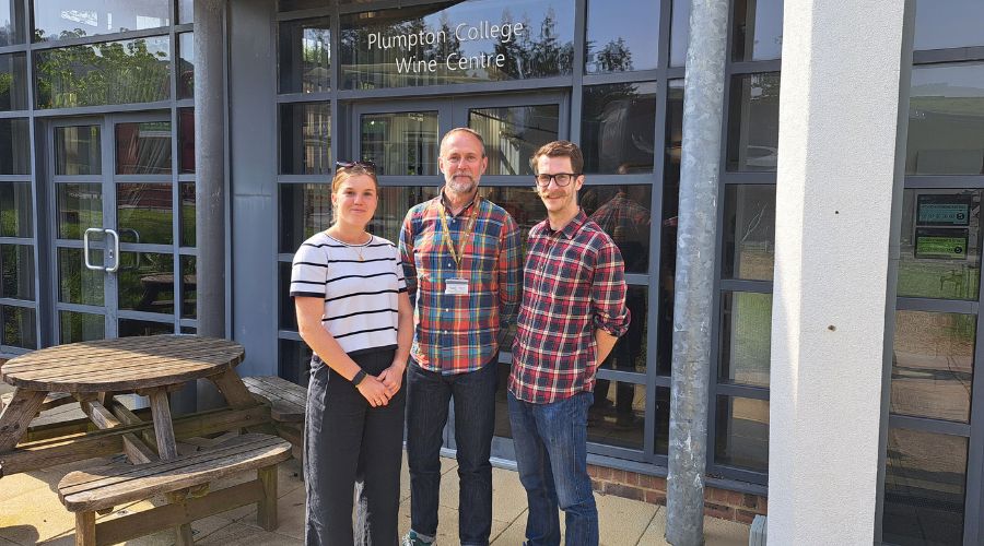 Plumpton College students Louisa Highwood, Peter Taswell and Marek Parkola won the NFU Mutual’s ‘Enhancing Vineyard Sustainability Award’. 